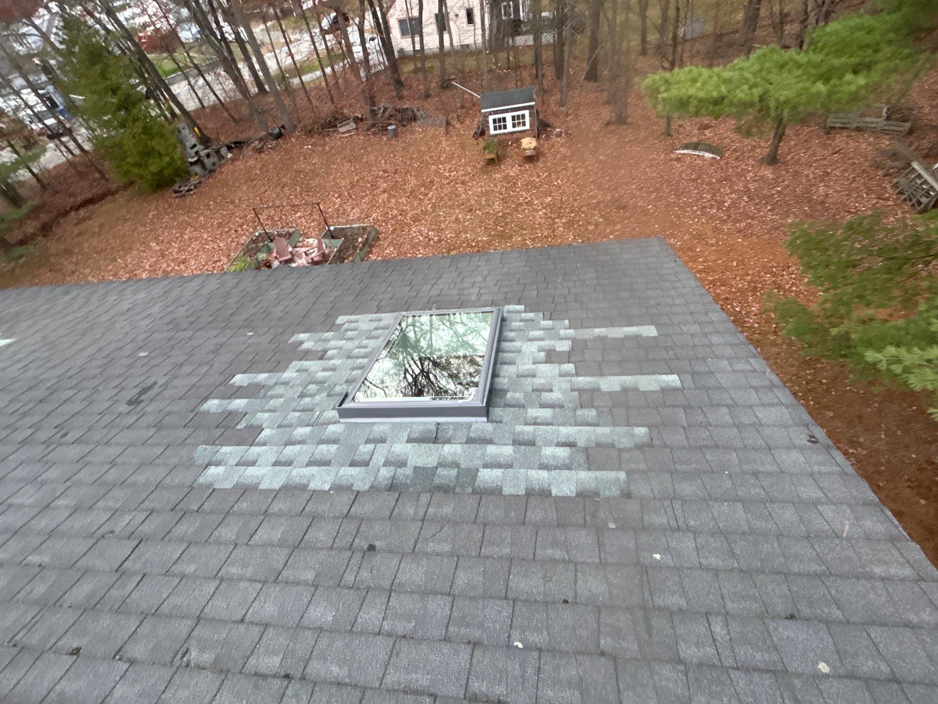 Chelmsford Triple Skylight Leak Repair with Fascia & Shingle Restoration by Mighty Dog Roofing of Greater Middlesex County