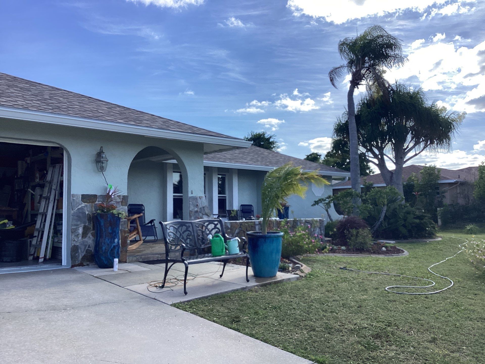 Downspout Installation using 3X4 Elbow Downspout in Cape Coral FL by Gutter Professors