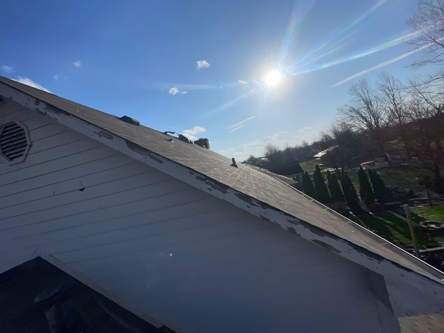 Tornado damage in Whiteland. Roof replacement, James Hardie siding, exterior paint, gutters, windows, doors by 317 Roofing & Restorations