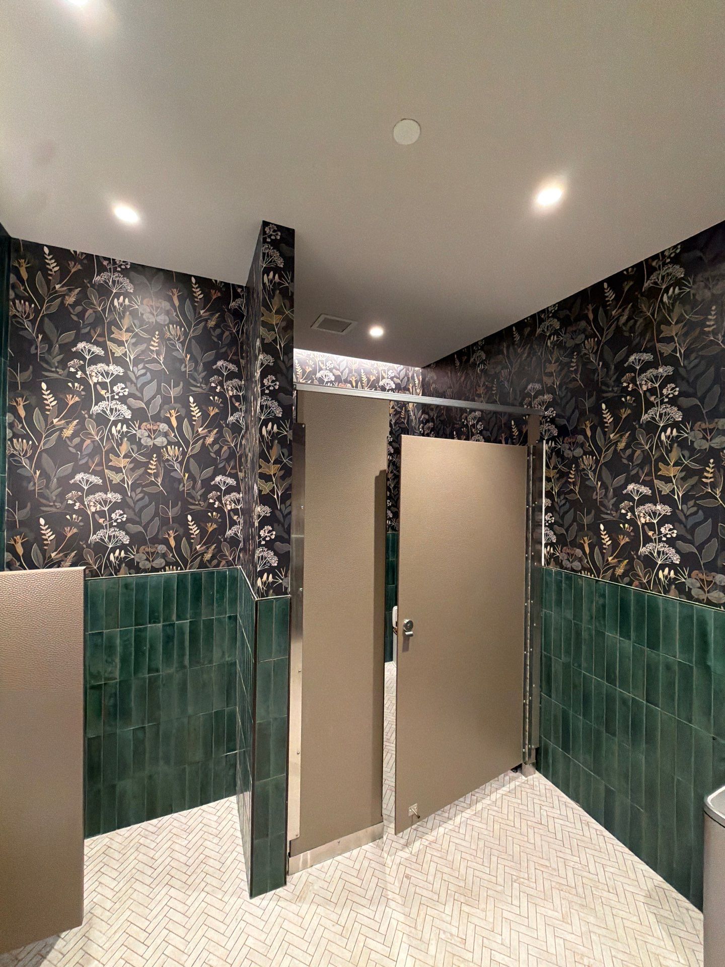 Restaurant Restroom Interior with Custom Wallpaper  by Pure Incs