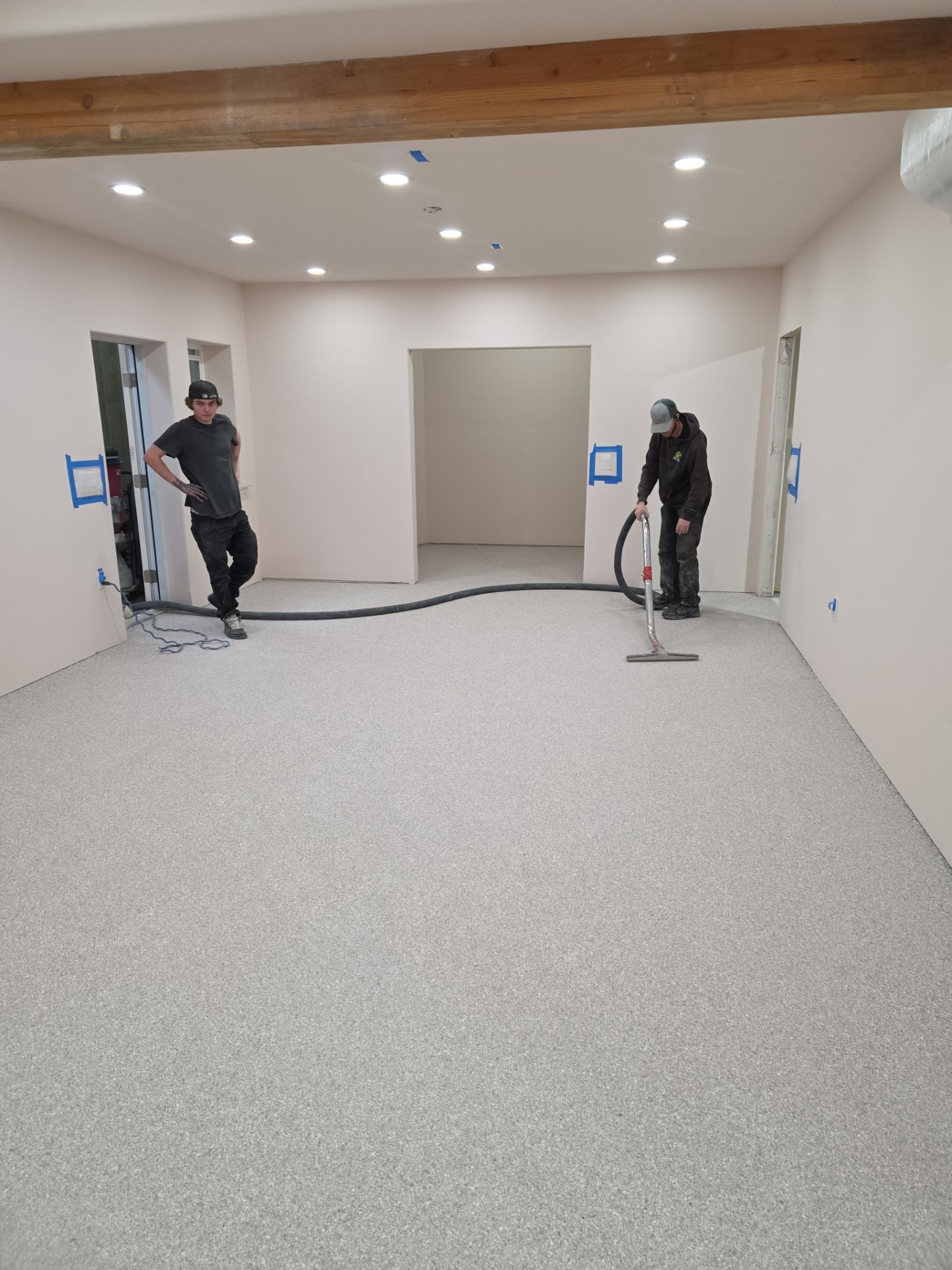 Custom Polyaspartic Basement Floor Coating System in Deer Park by Croc Coatings, LLC