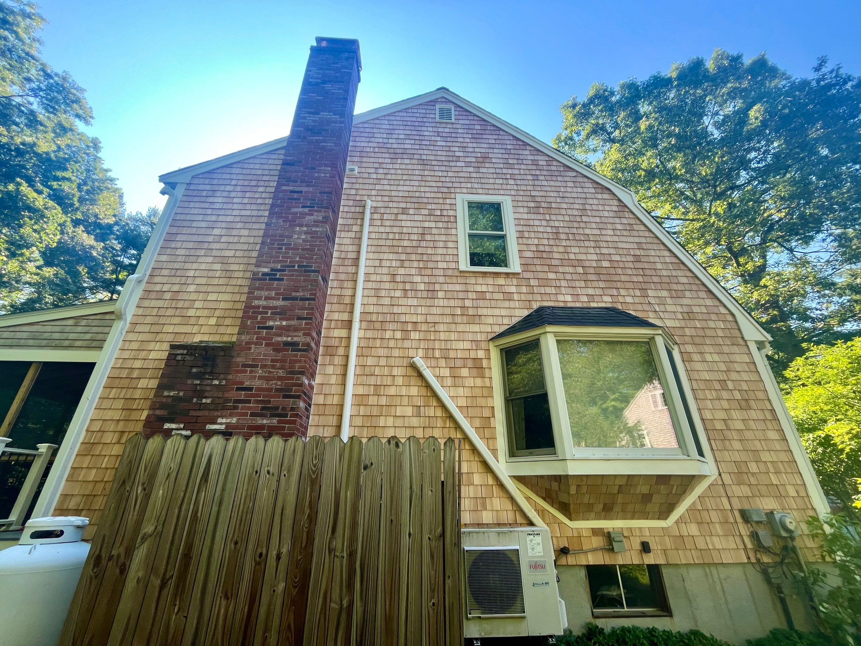 Partial residing project with Red Cedar shingles in Duxbury, MA by UBrothers Construction