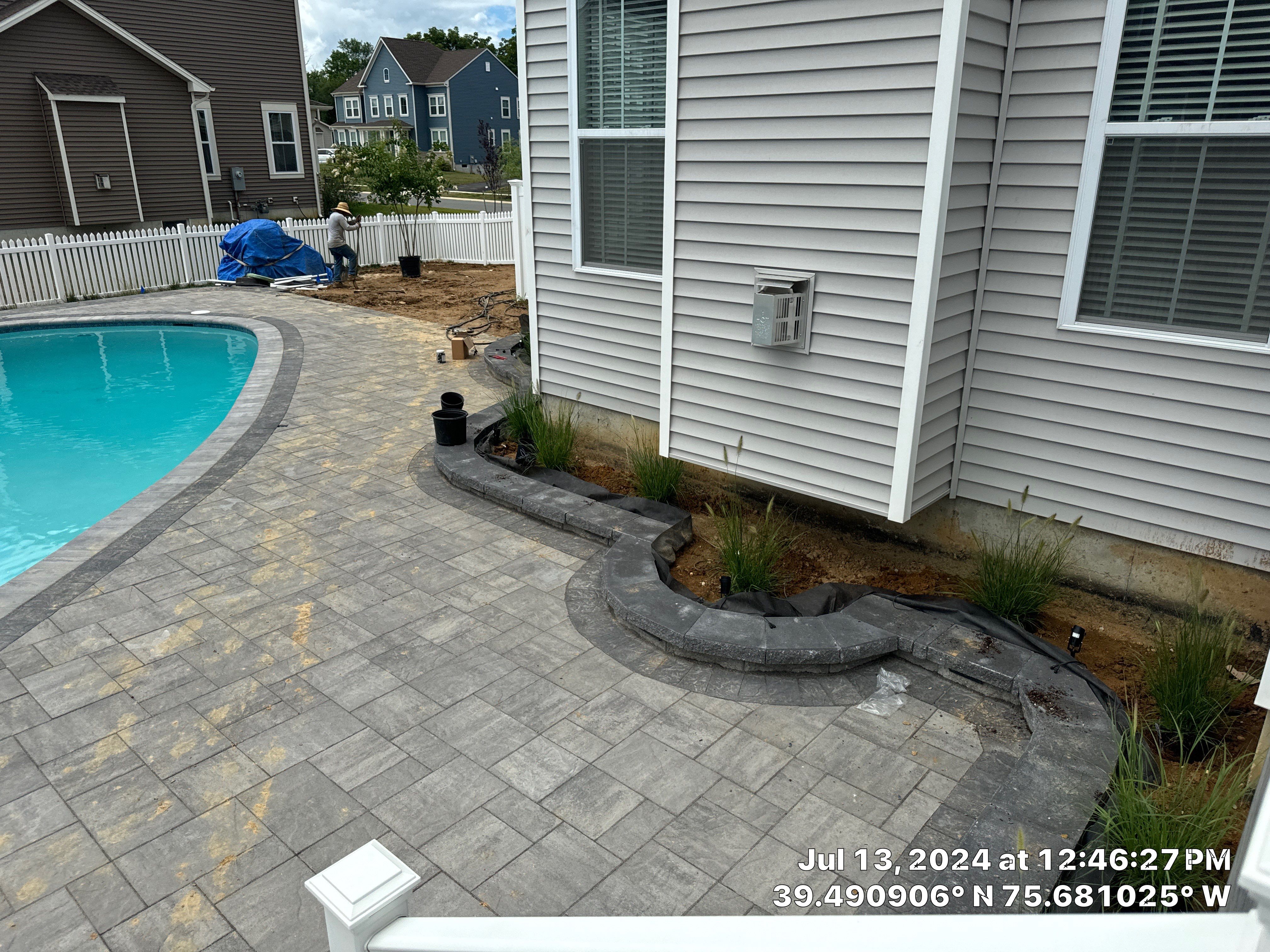 Pool and Hardscape Design in Delaware | Belgard Paver Patio & Outdoor Living Space by Studio G Indoor Spaces & Outdoor Living