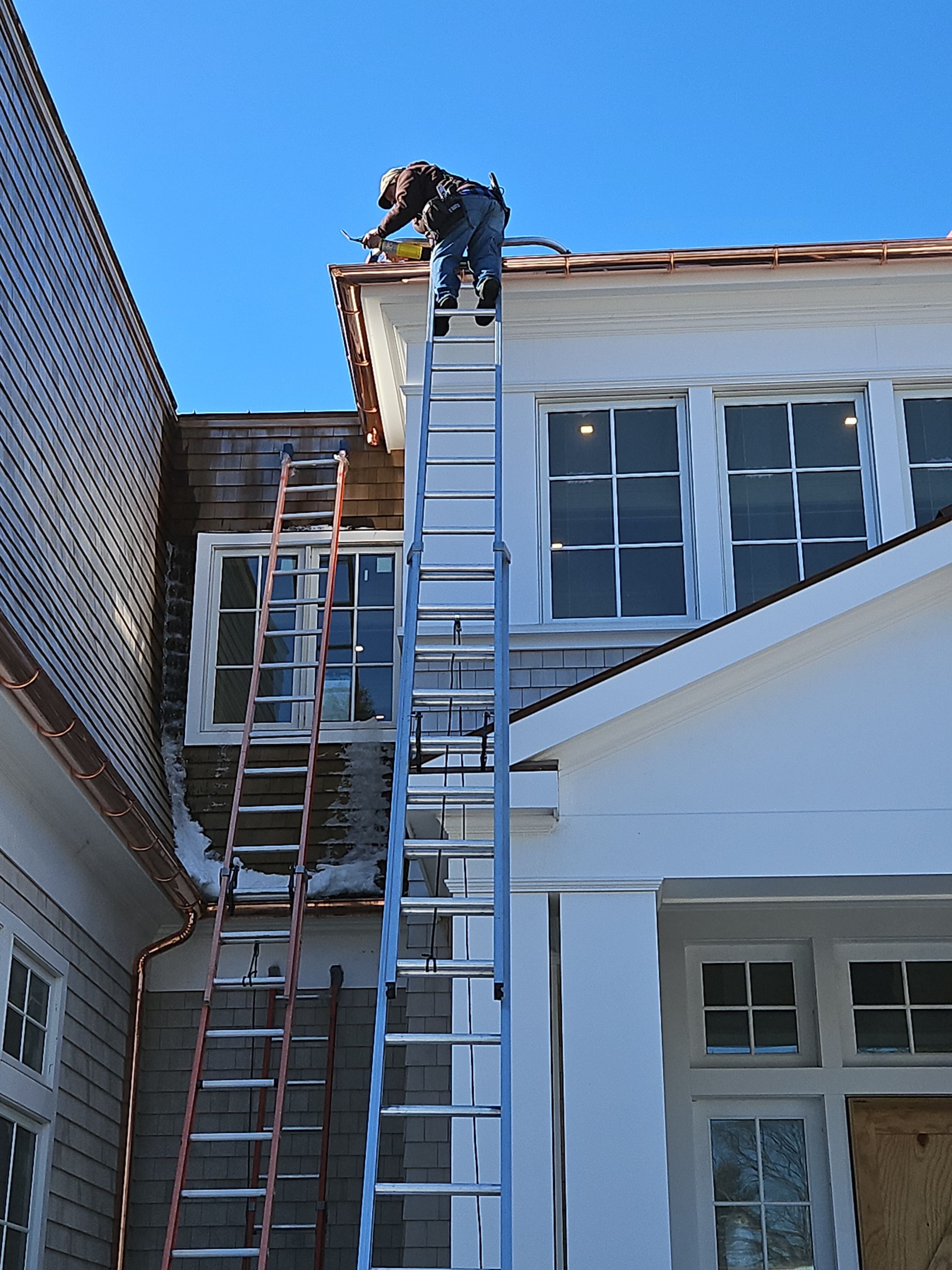 Gutter Installation using 6" Half Round Copper Gutter in Warwick, RI. by Gutter Pro Enterprises
