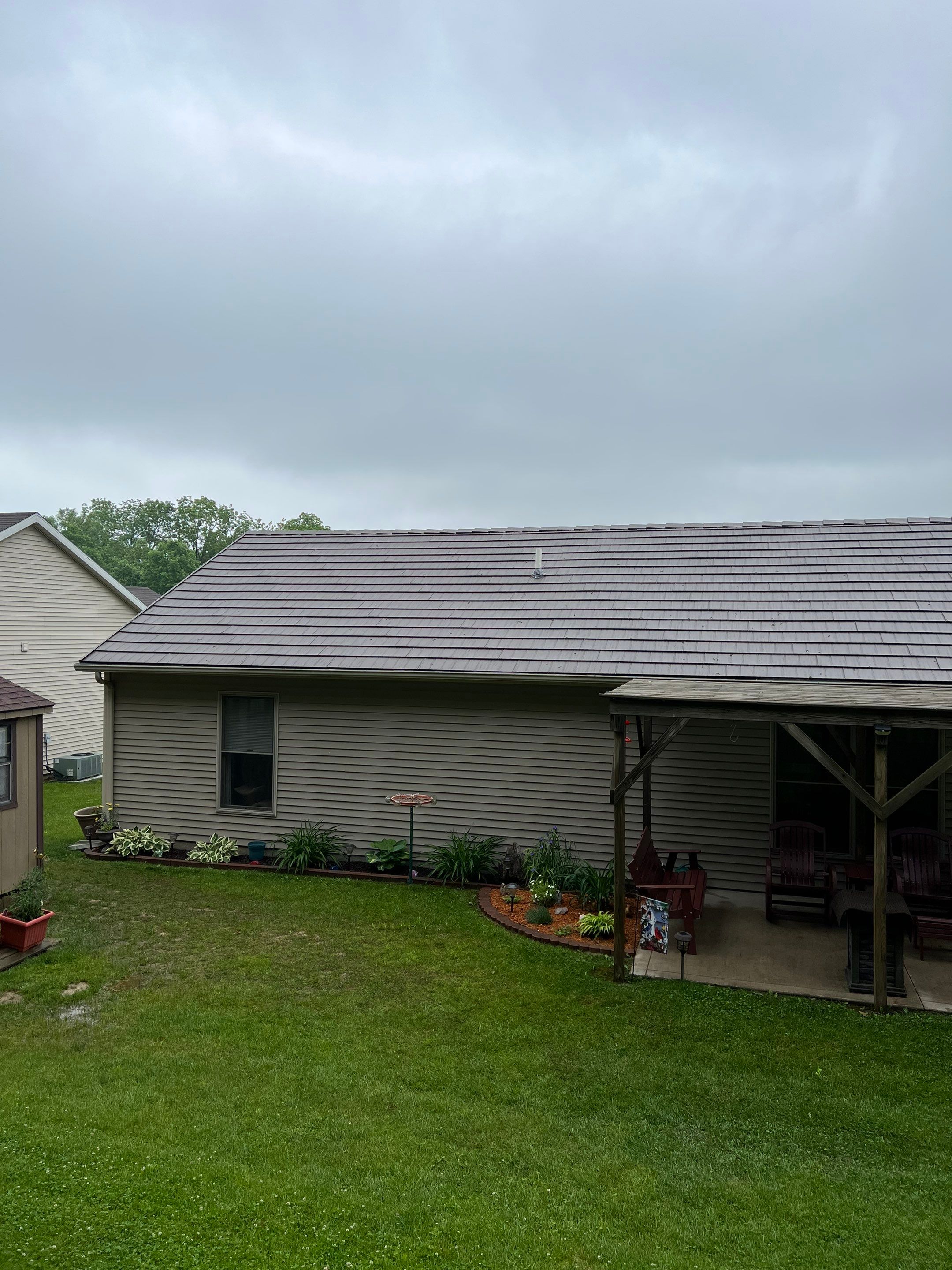 Burnished Slate Metal Shake Roof for Retired Homeowners in Angola, Indiana by 4Ever Metal Roofing