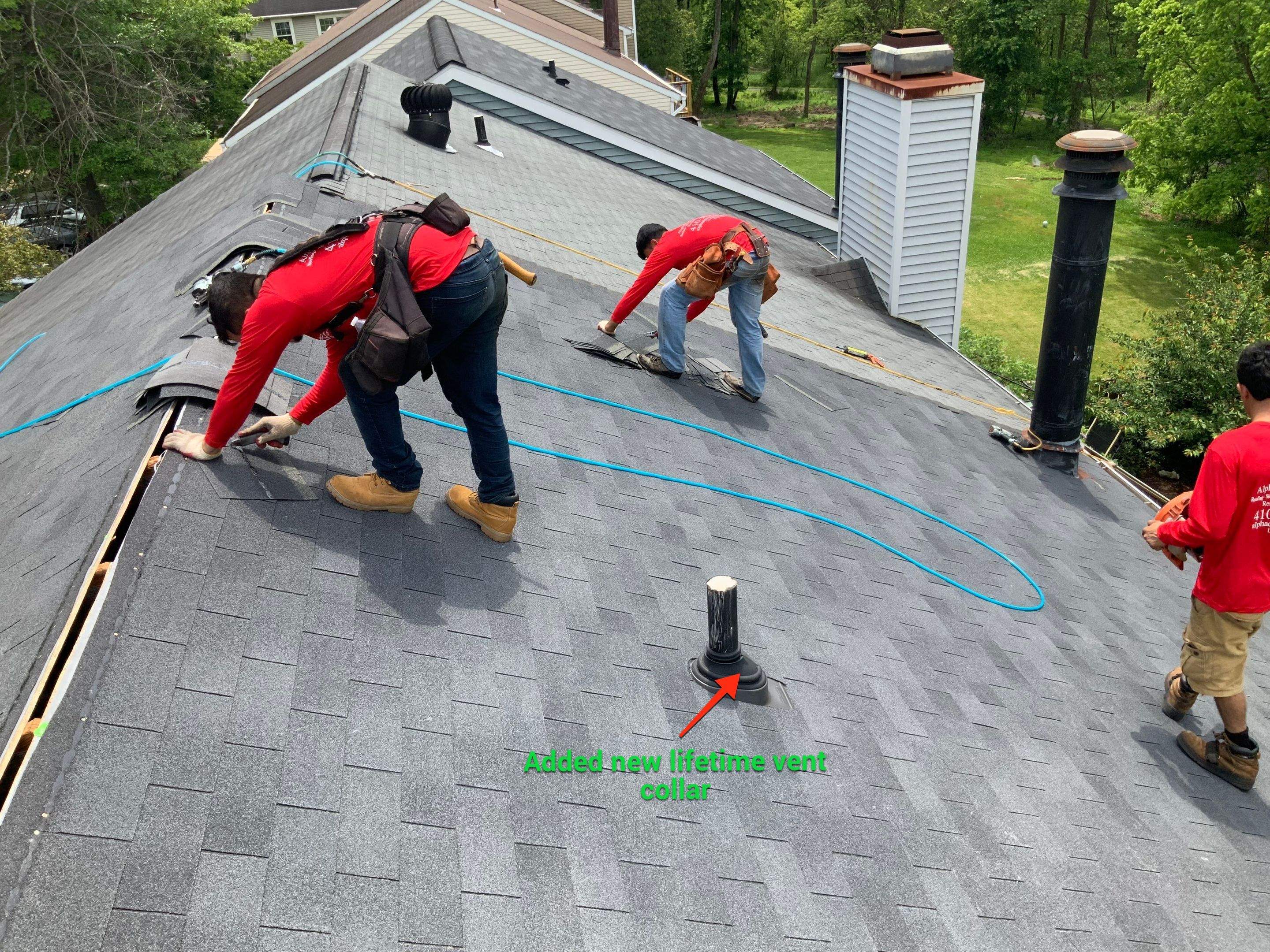 Residential Roofing Installation using XT-25 Color Moire Black by Alpha Design Services