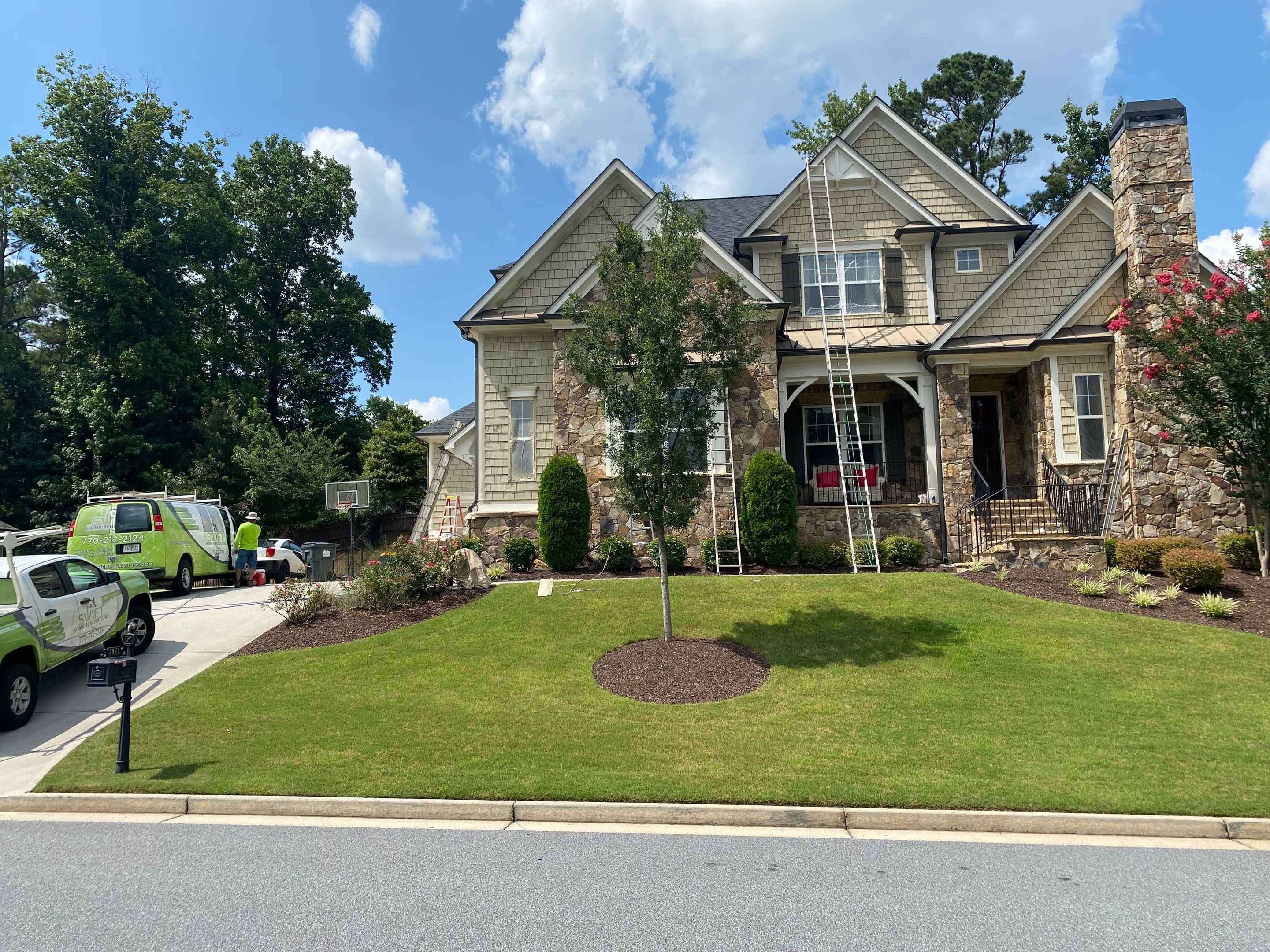 Full Exterior Painting Project on Residential Siding in Marietta by Swift Home Renovations