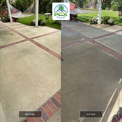 Surface cleaning pressure washing in Orange County on patio, walkways, and driveway