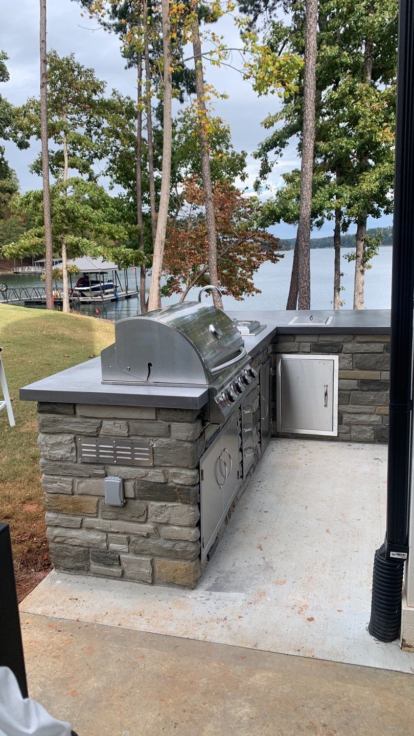 Outdoor Kitchen on Lake Keowee by Xtreme Concrete Services