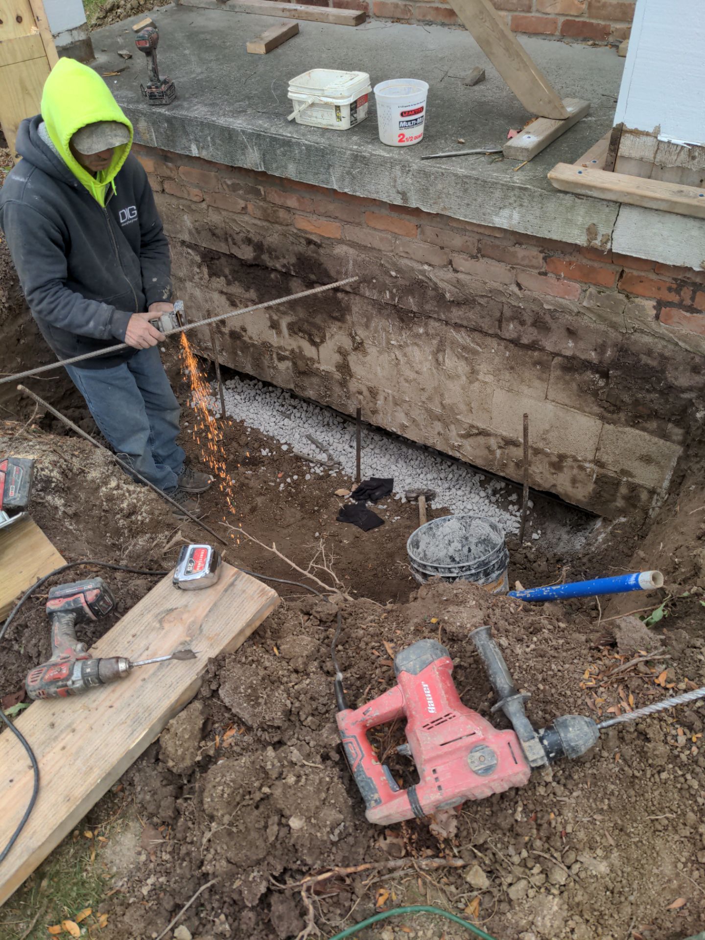 Helical Piers and Pillar Lift using Helical Foundation Footings by Toledo Basement Repair