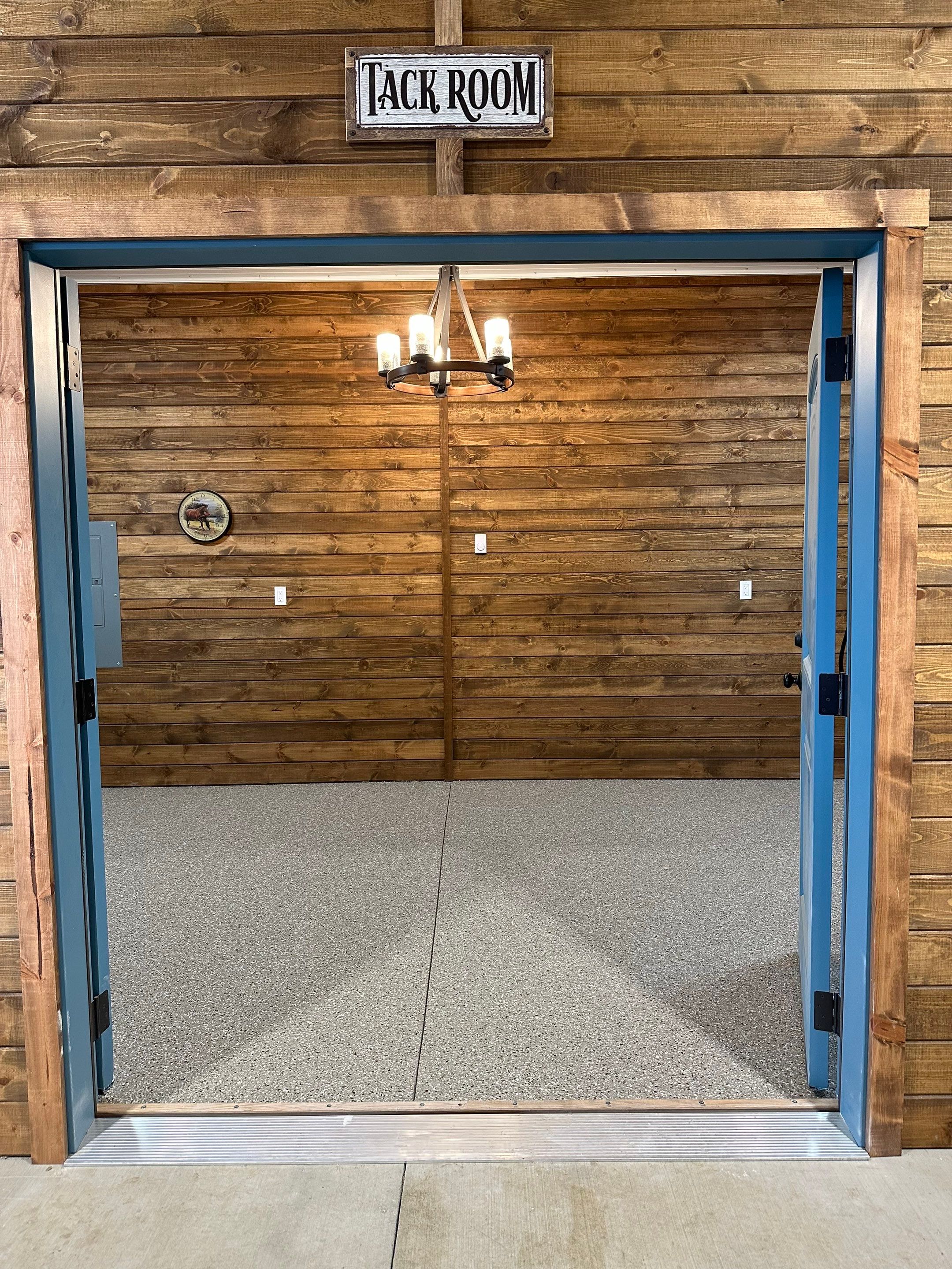 Tack Room TransFLOORmation using Pebble Beach by Croc Coatings, LLC