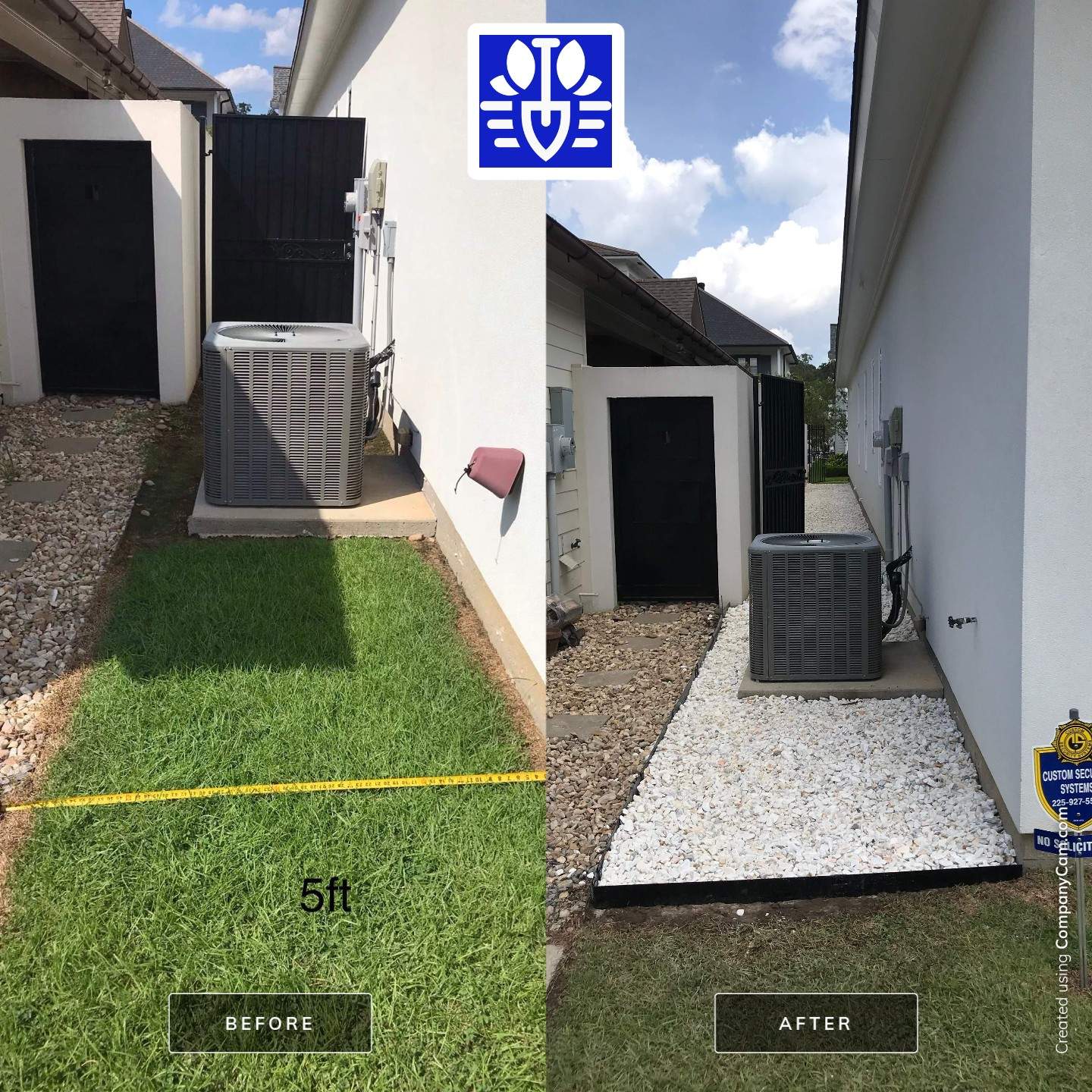 LANDSCAPE SERVICES using MARBLE CHIPS and METAL EDGING by CutScape, LLC.