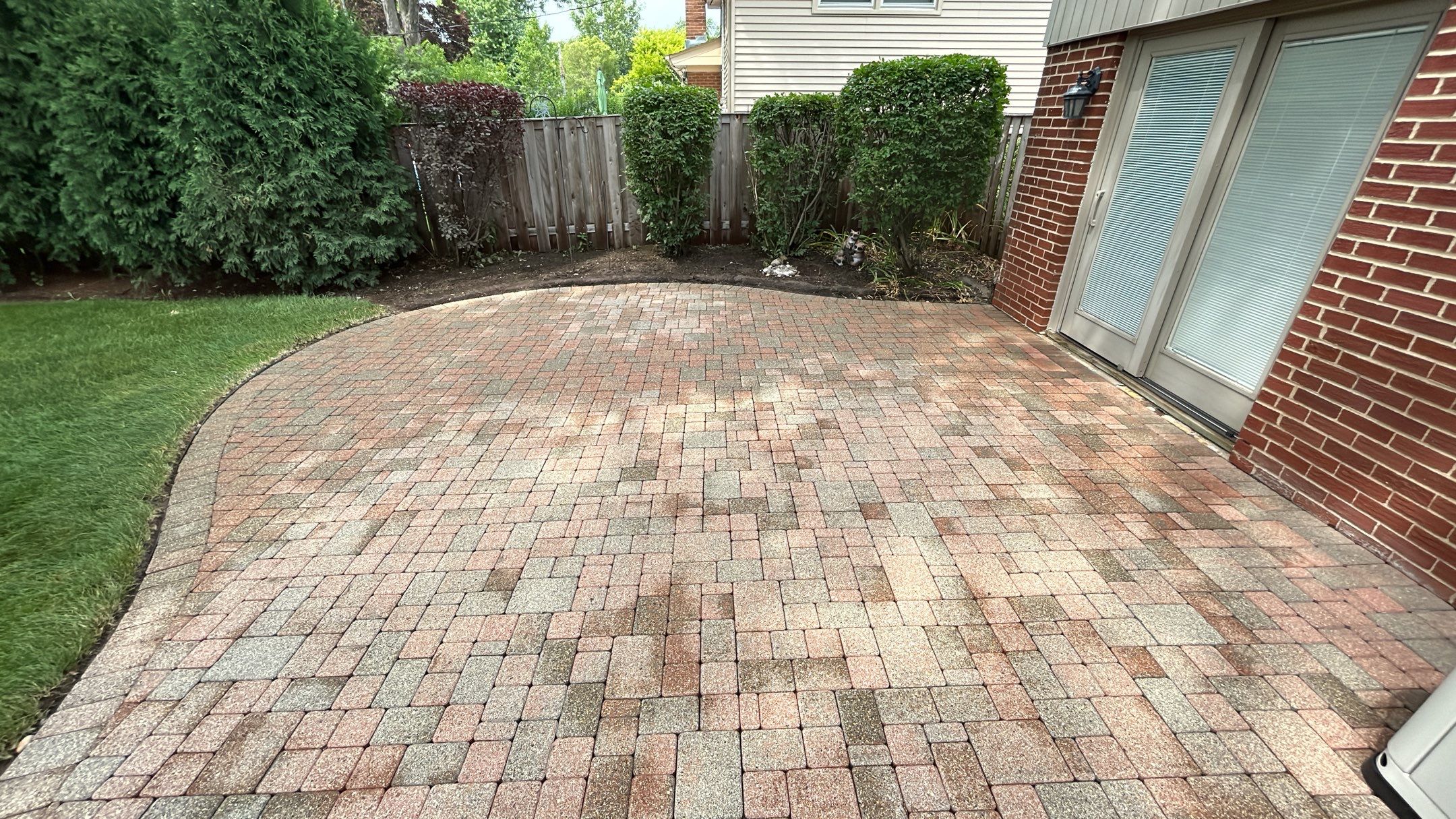 Brick paver clean, sand and seal. using Algaecide, soft wash soap by Northern Power Washing LLC.