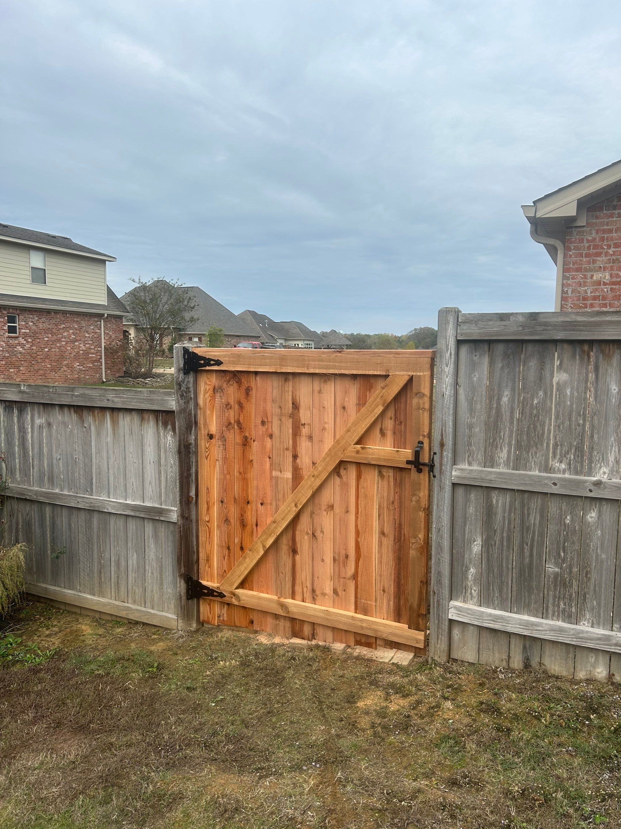 6ft Good Neighbor Fence Gate Repair using Cedar by Roberson Construction LLC