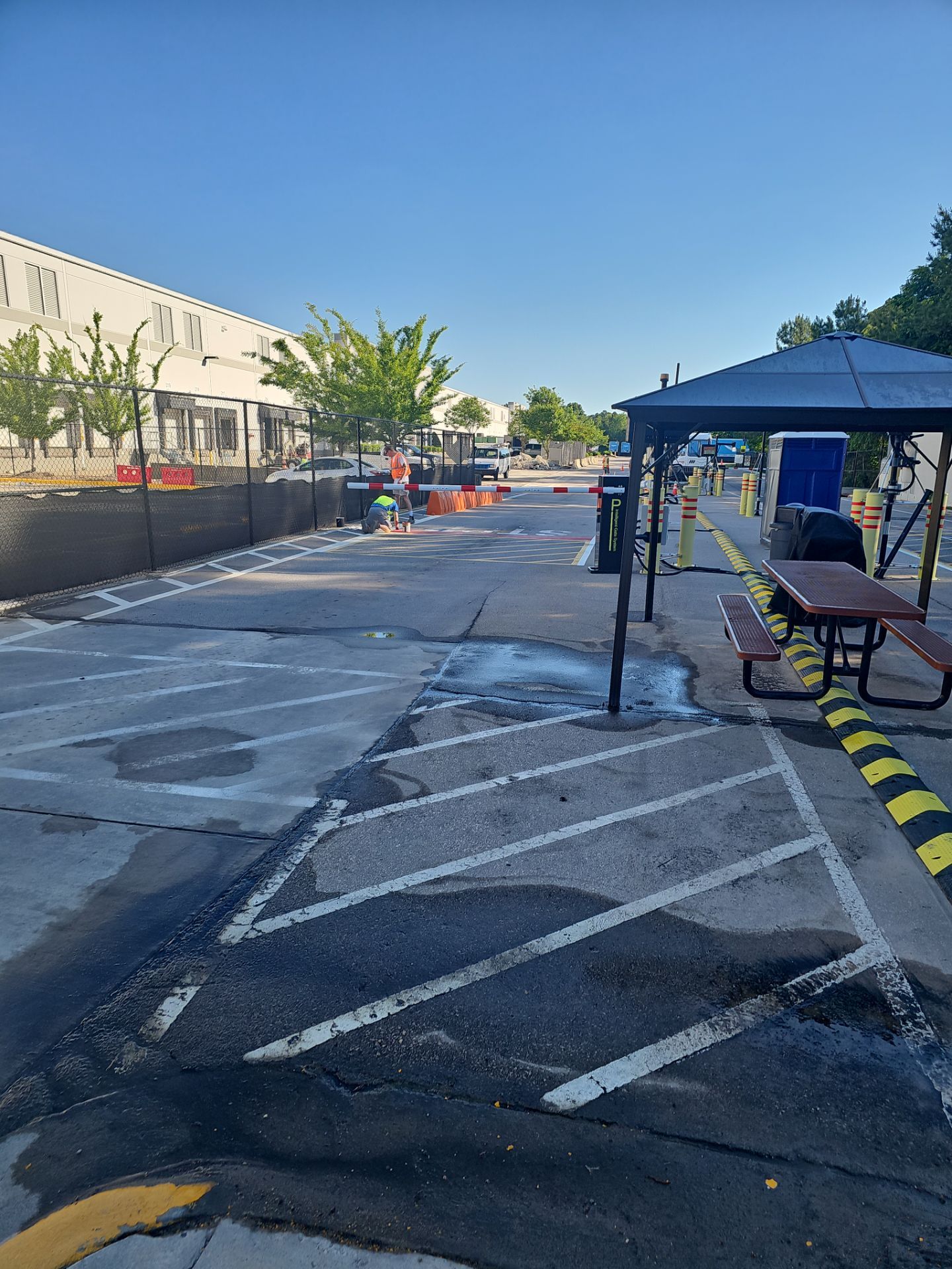 Striping Amazon Parking Lot  by Billy Weatherspoon Contractor