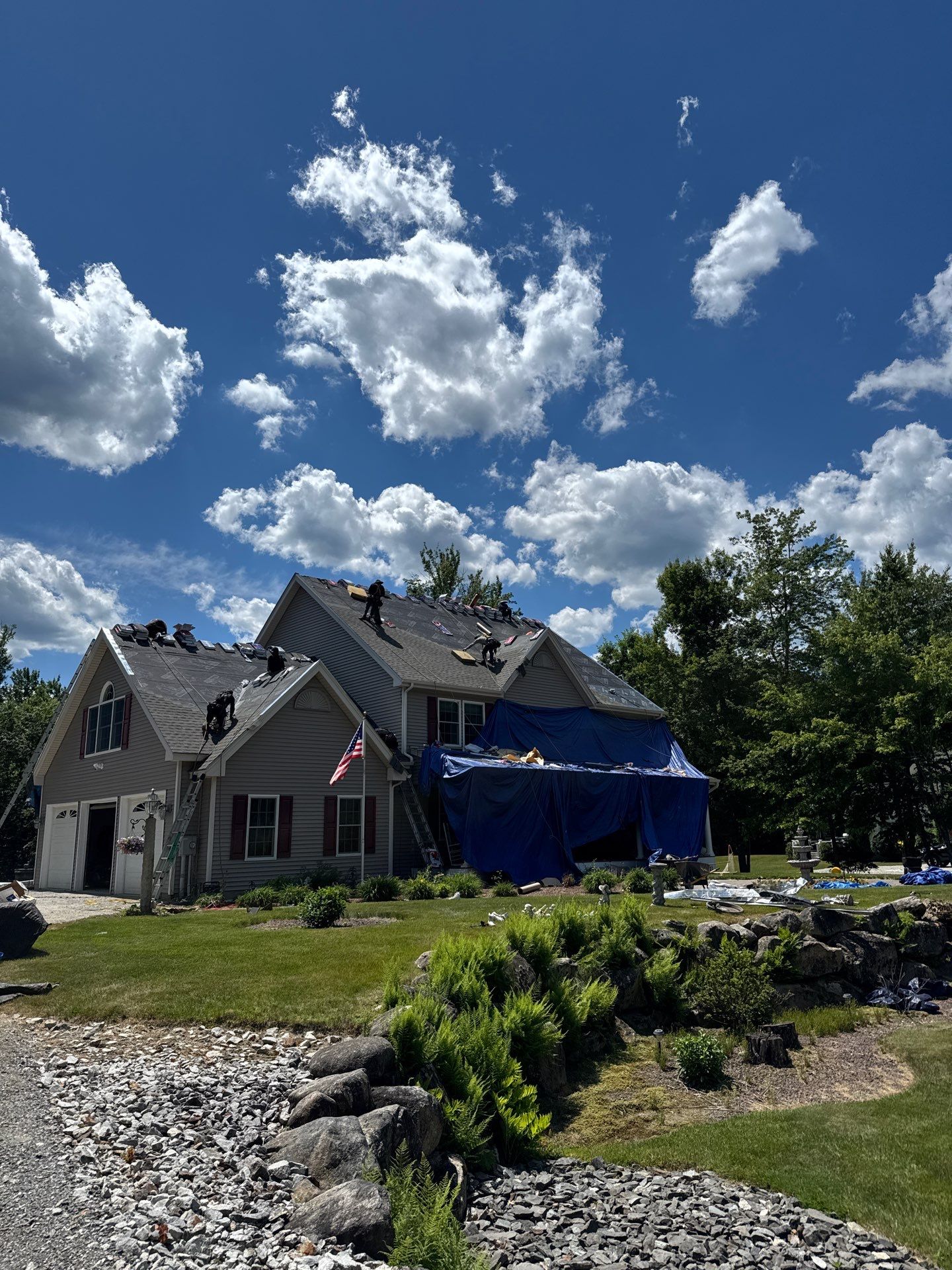 Roof Replacement in Brookline, NH with GAF Timberline HDZ Weathered Wood Shingles by Compass exteriors