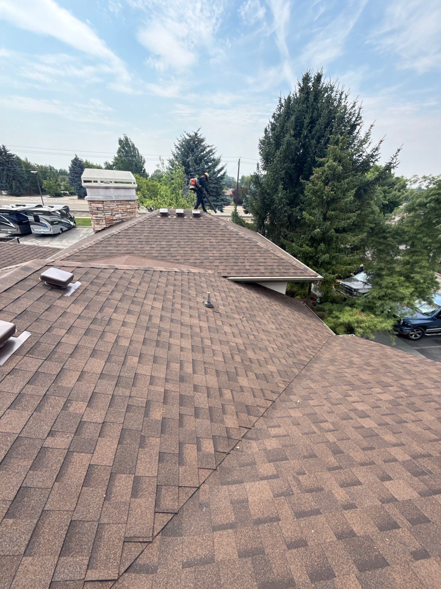 Boise Commercial Roof Replacement with Brown Architectural Shingles by Olive Roofing
