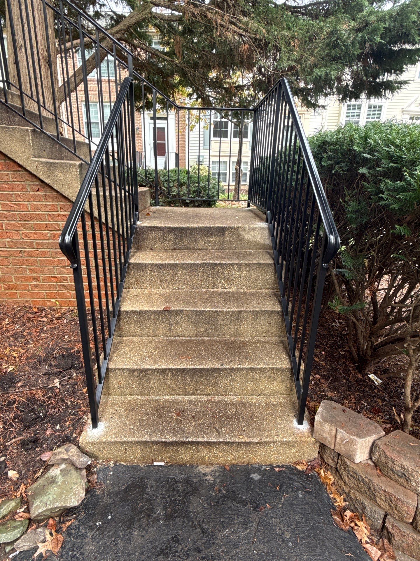 Black Metal Handrail Installation for Damascus Residential Entryway by Capitol Iron Works