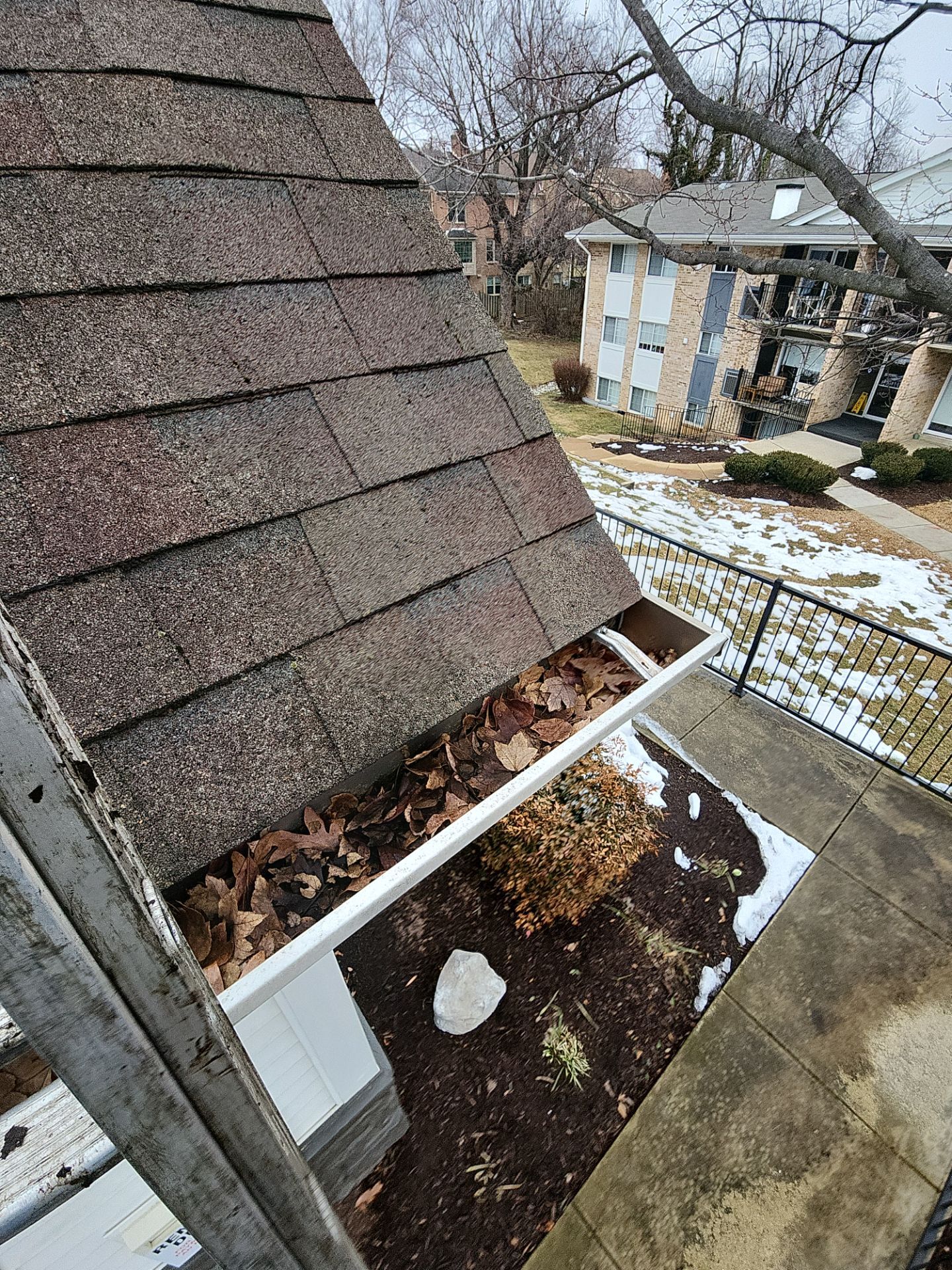 Church building roof & gutter cleaning before.