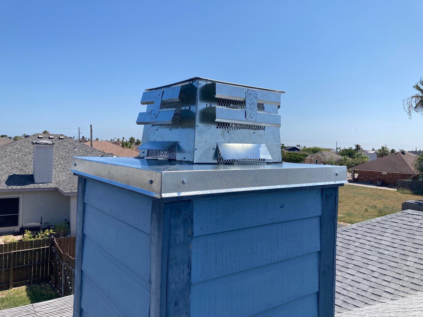 Chimney Cap & Chase Replacement using Custom Fabricated Galvanized Metal by Lighthouse Roofing