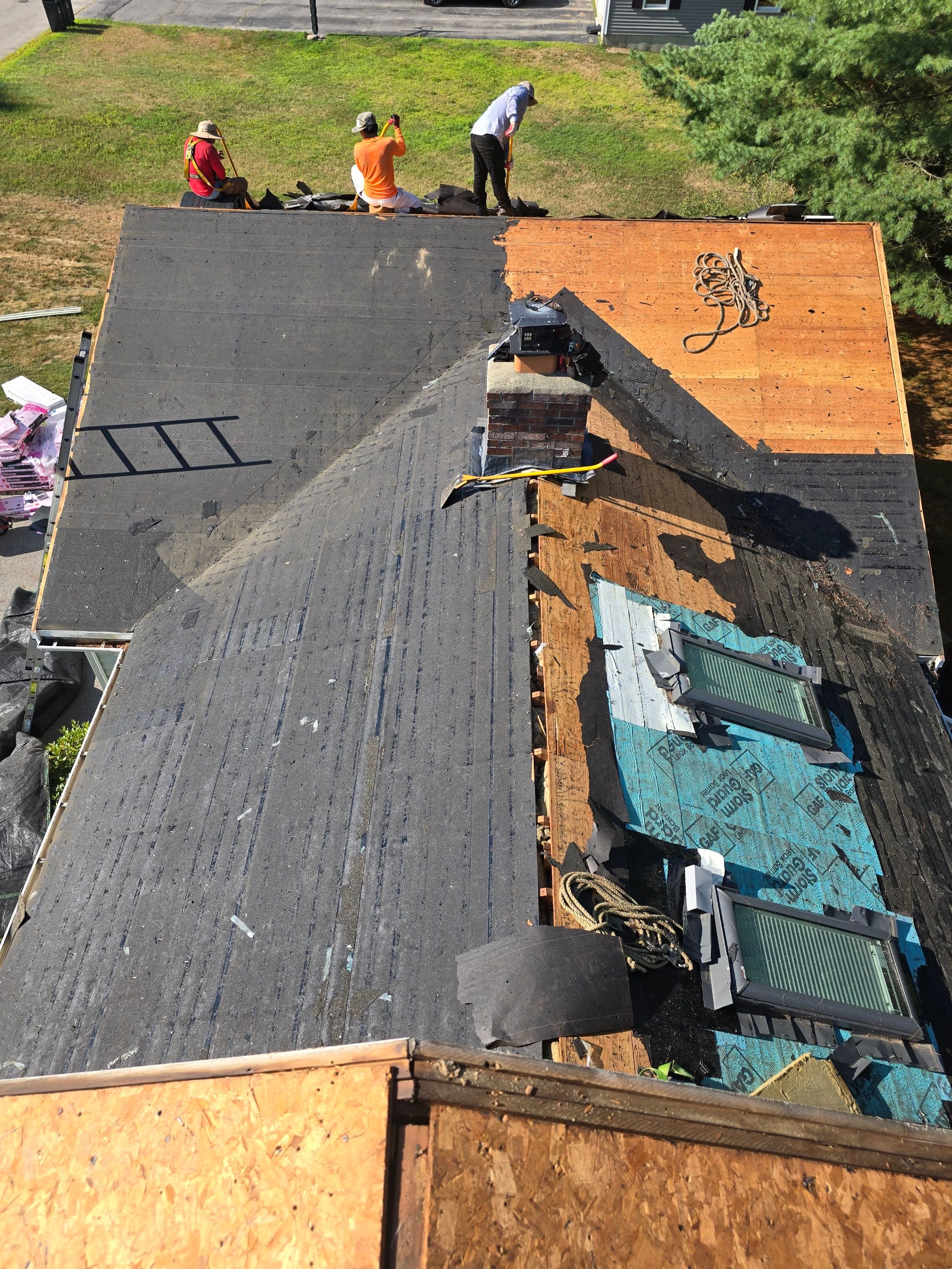 Complete Roof Replacement with Chimney Flashing, Gutter Guard System, and Vinyl Siding Repairs by Mighty Dog Roofing of Greater Middlesex County