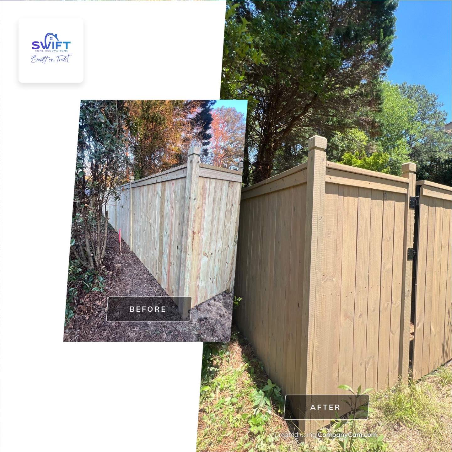 Pressure-Treated Wood Fence Installation and Deck Staining in Atlanta by Swift Home Renovations