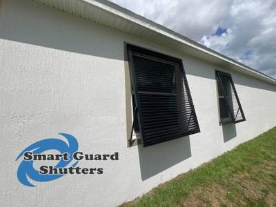 Impact Rated Bahama Shutters in Matte Jet Black