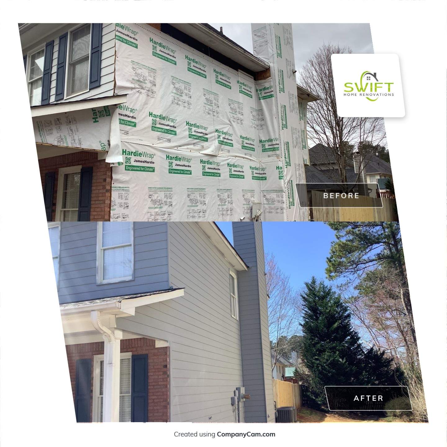 Comprehensive Exterior Renovation Featuring James Hardie Siding in Suwanee by Swift Home Renovations
