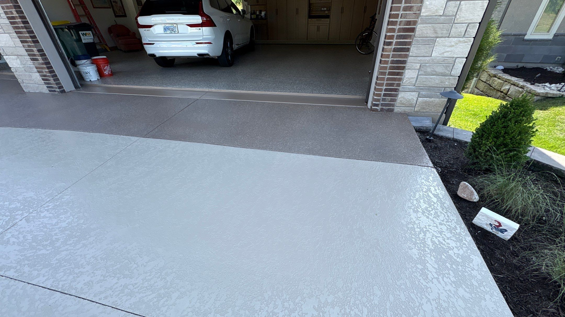 Two-Tone Driveway Resurface - Olathe, KS by Big Red Decorative Concrete, LLC
