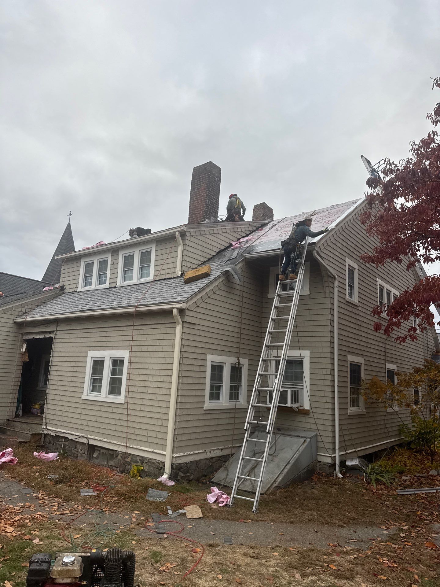 Ayer Church Complete Roof with Code-Compliant Overlay & Dual Chimney Restoration by Mighty Dog Roofing of Greater Middlesex County