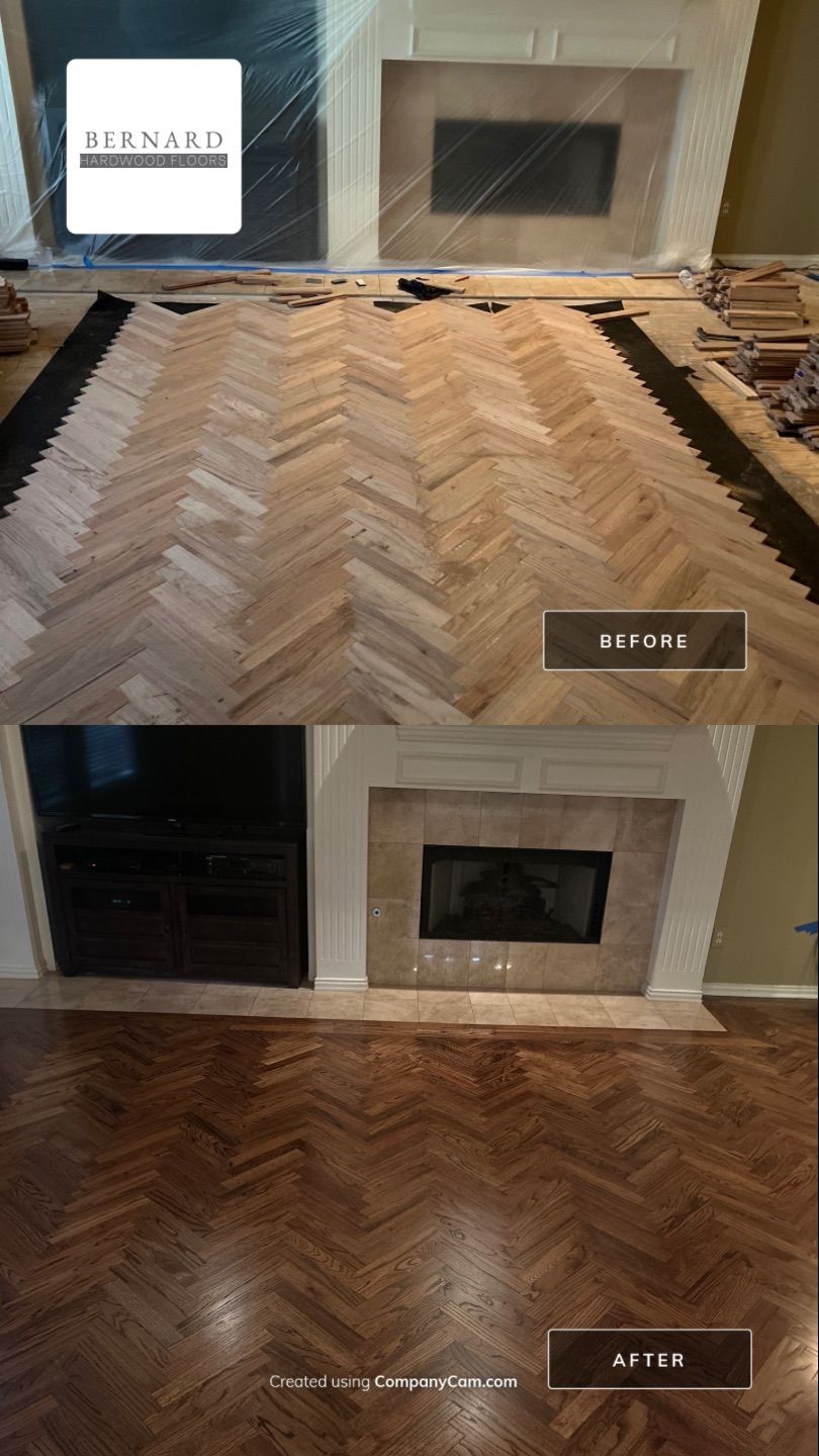 Long Herringbone in living rooms rock by Bernard Hardwood Floors