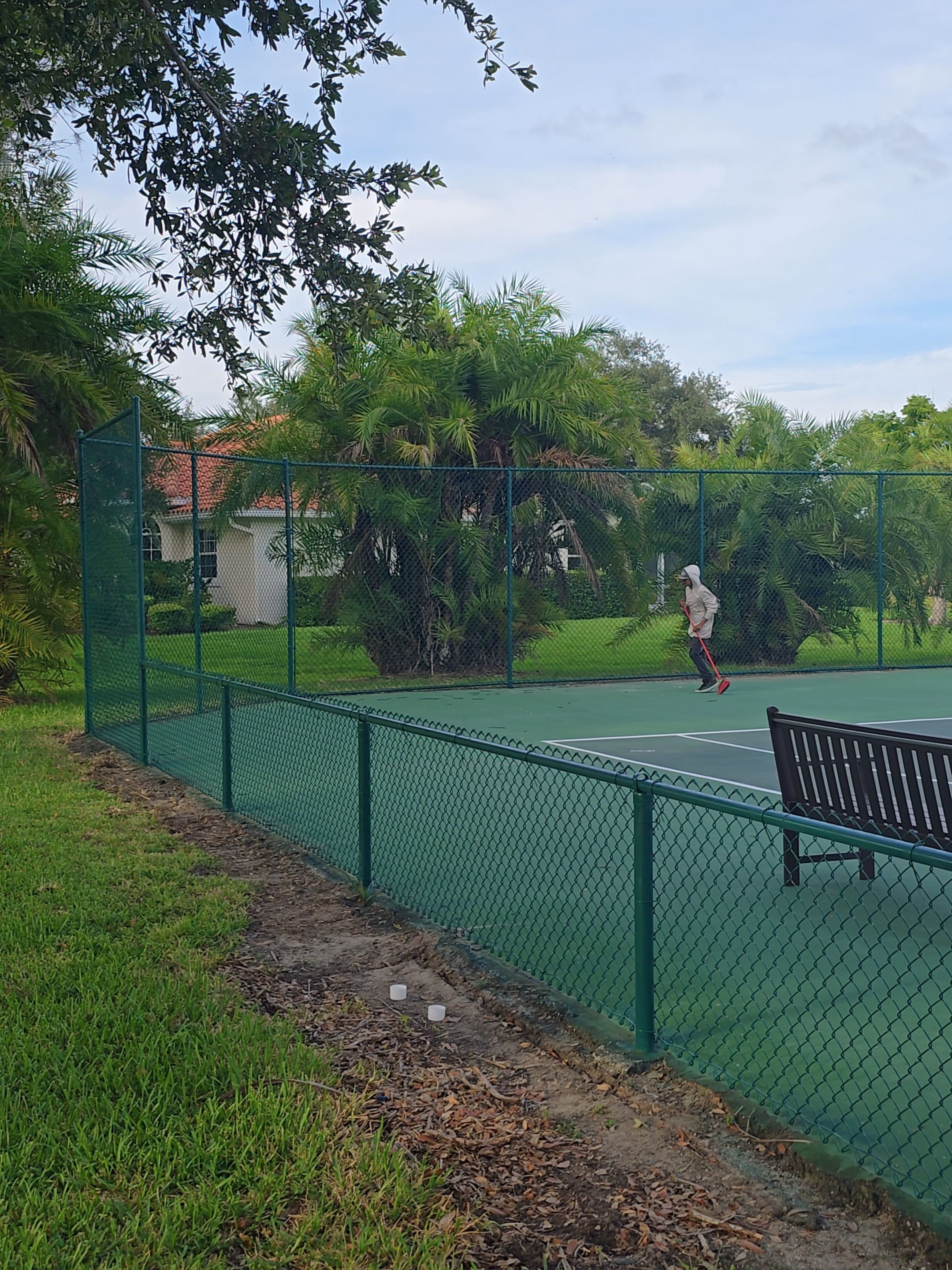 Commercial Tennis Court Chain Link Fence Repair in Sarasota by True Fence LLC