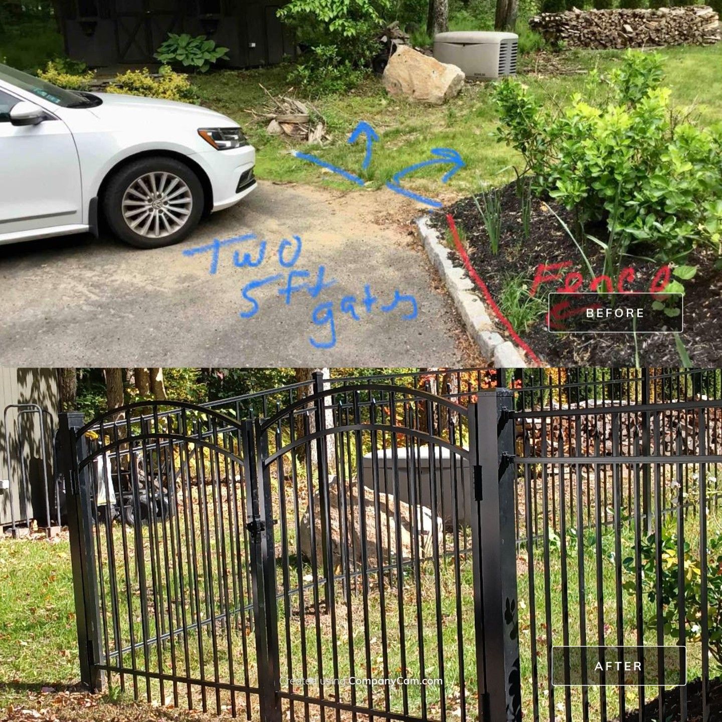 New 5' Tall Aluminum fence with matching arched gates, Black by DiGiorgi Roofing and Siding Inc