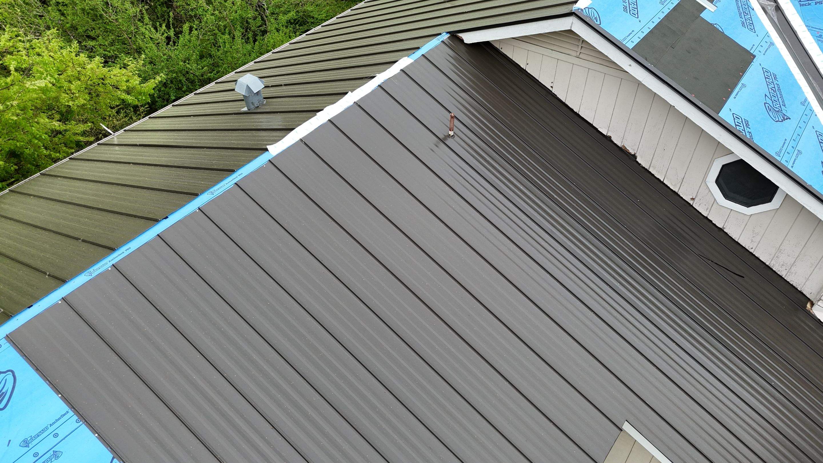 Dark Bronze - L&A Standing Seam with Striations by RoofsOnly.com