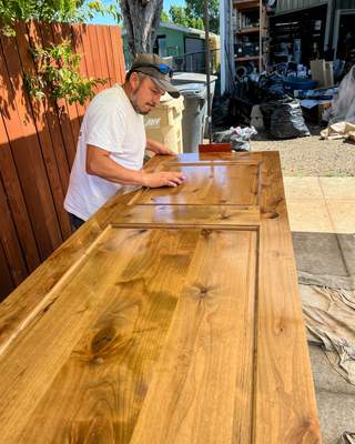 Door Stain Application