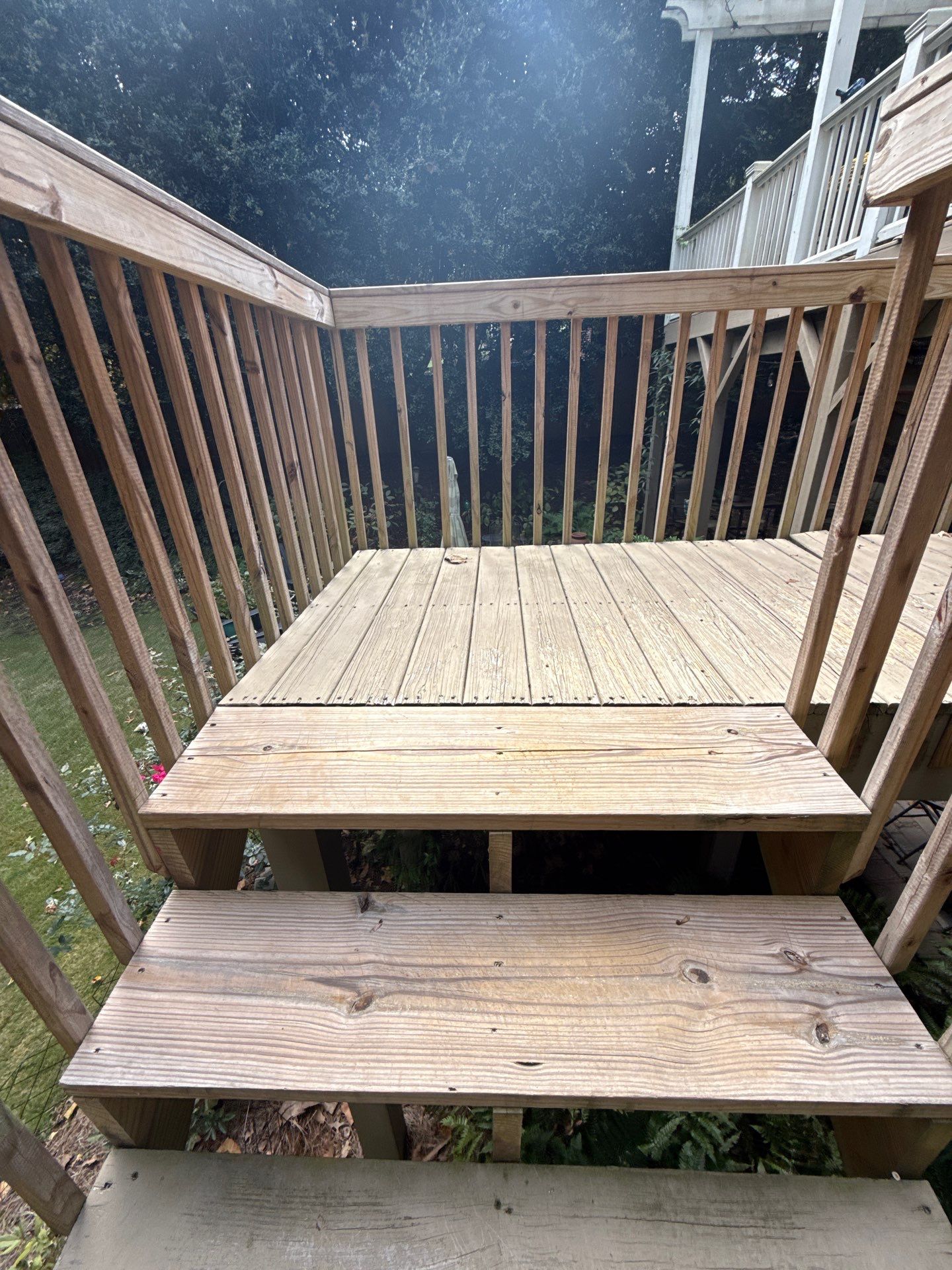 Deck Resurface and Screened-In Porch Build with Timbertech LED Lantern Post Cap Lights by Nelson Exteriors