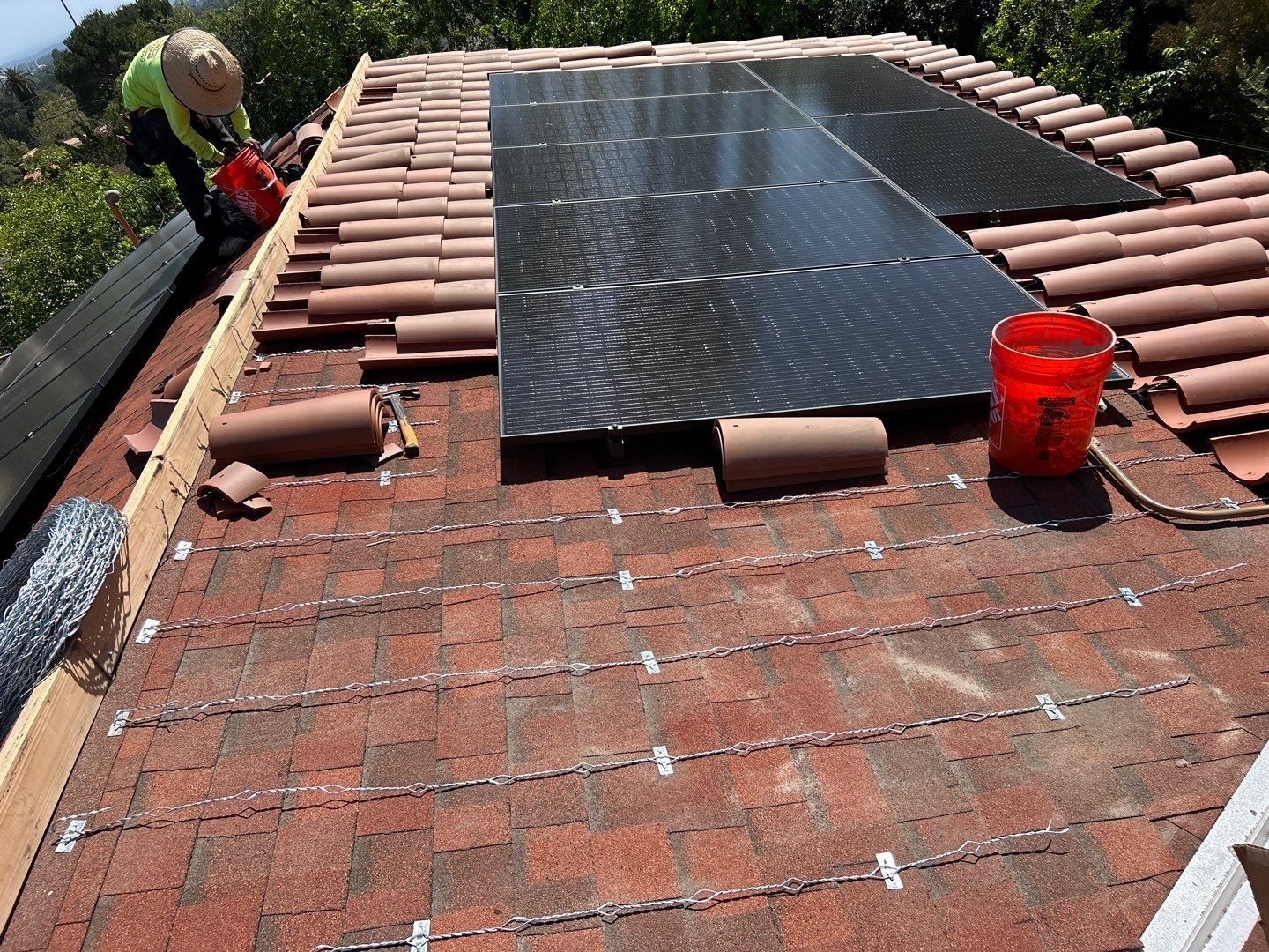 Spanish-Style Roof Replacement with Integrated Solar in Altadena by Reliable Roofing San Diego Inc.