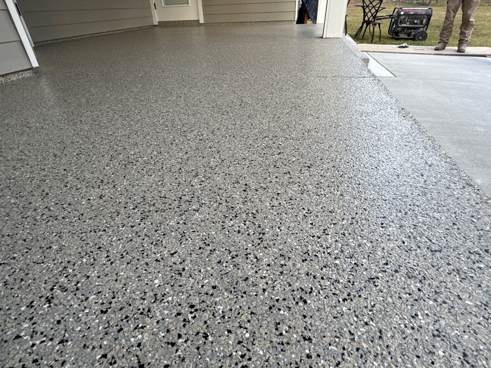 Patio and Sidewalk in Fort White, FL (Patio in Mediterranean, Sidewalk in Claystone Custom Hybrid) by Cross Creek Concrete Coatings