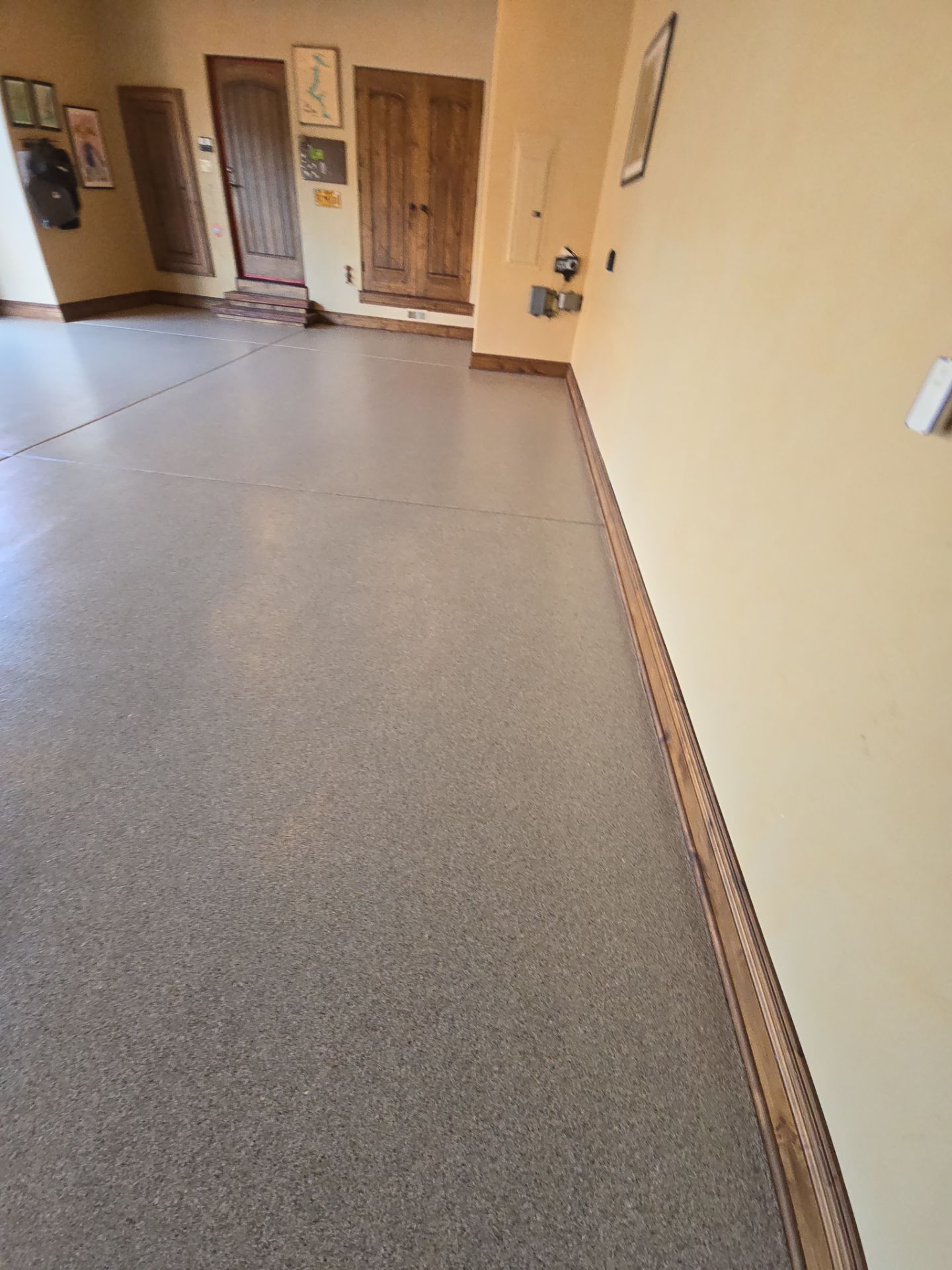Garage Transformation using Stone/Marble Hybrid by Croc Coatings, LLC