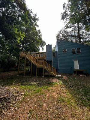 Elevated Wood Deck and Blue Lap Siding Installation in Kennesaw