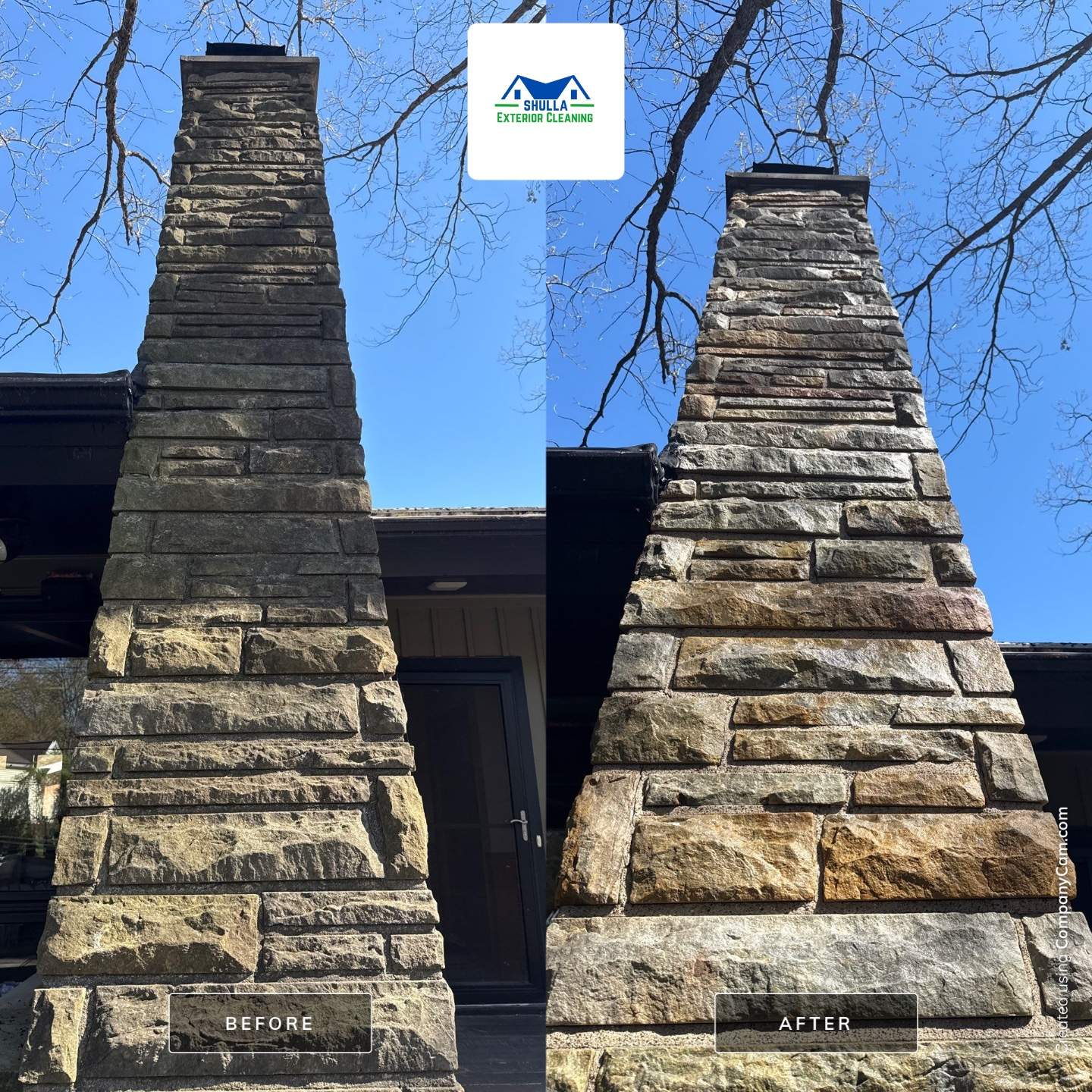 Stone Chimney Cleaning by Shulla Exterior Cleaning