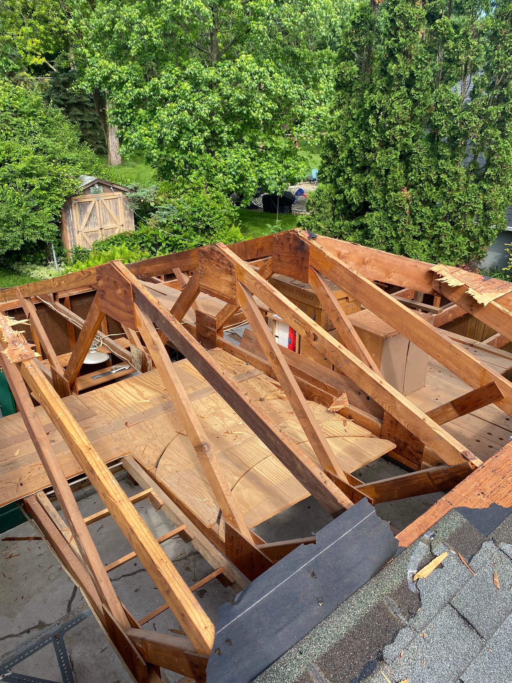 New Roof Installation using new OSB sheathing Certainteed Landmark Shingles by Best Roofing & Siding Company