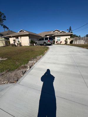 New concrete driveway
