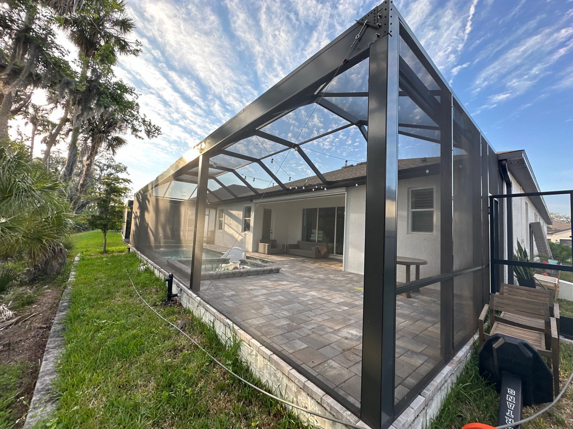 Screen Enclosure & Paver Pool Deck Cleaning in Trevesta Community, Palmetto, FL | Sunshine AquaWash by Sunshine AquaWash