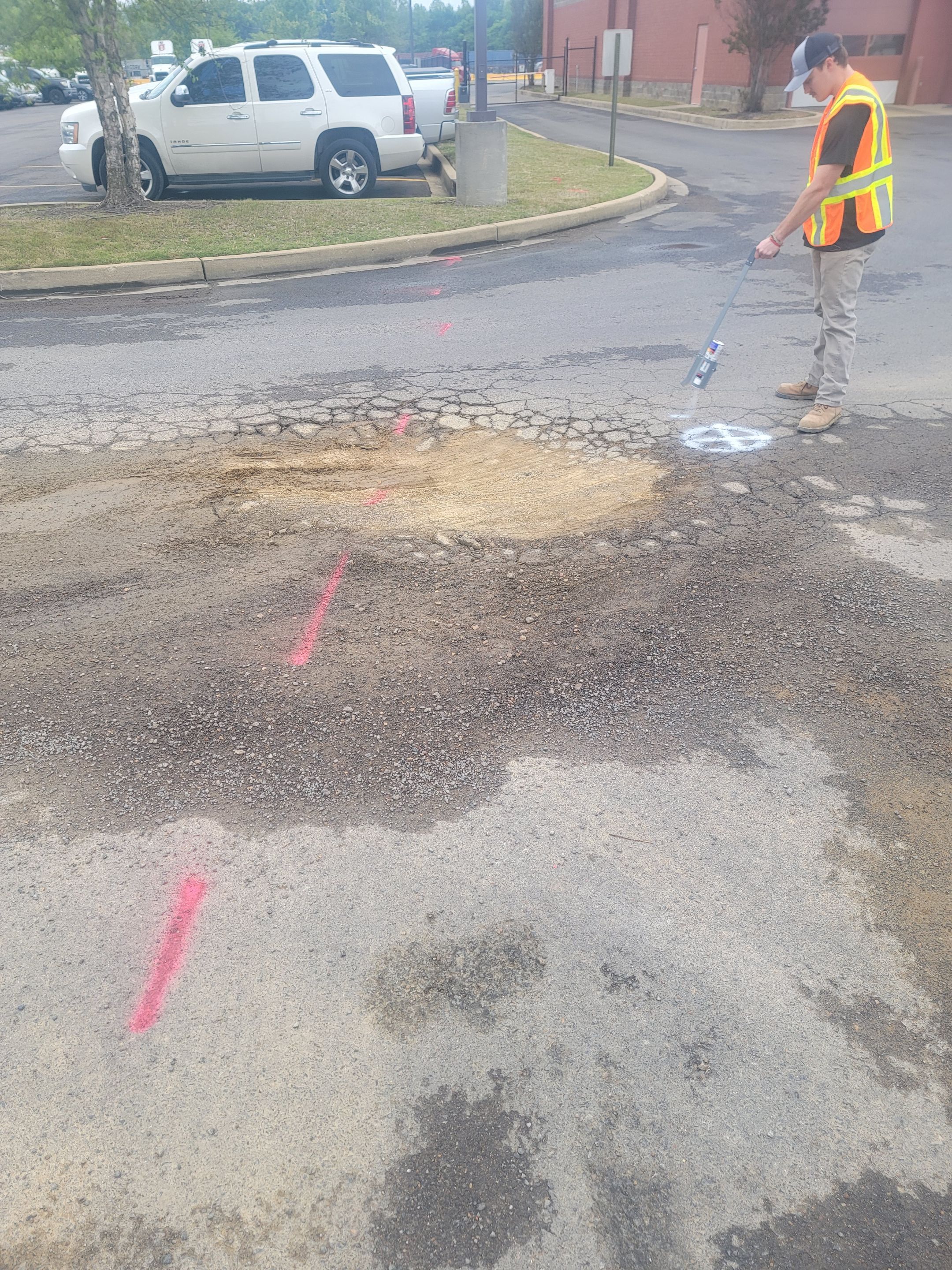 Locating voids and areas of concern for parking lot repairs by Alsip Locating Service, LLC