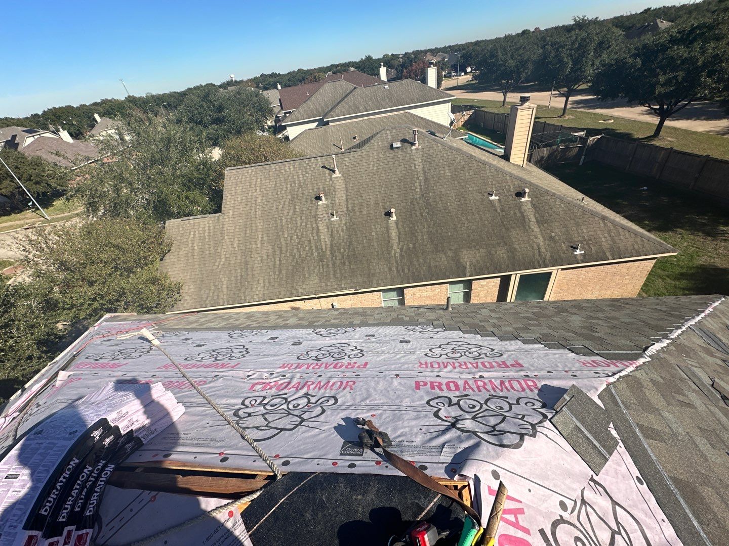 Residential Roofing Installation using Owen's Corning Duration (Lifetime) Shingles by Roof Repair Company