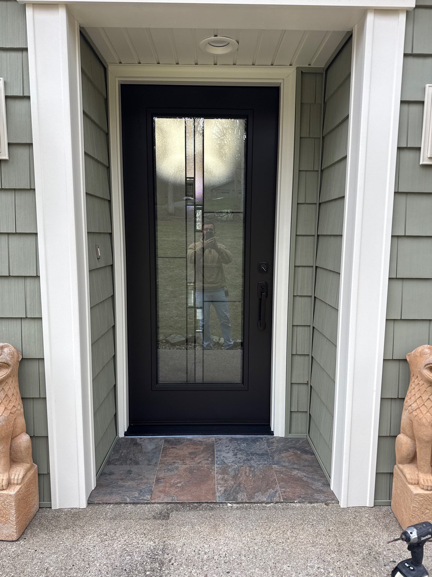 Entry Door Replacement with Clean Modern Finish by DiGiorgi Roofing and Siding Inc
