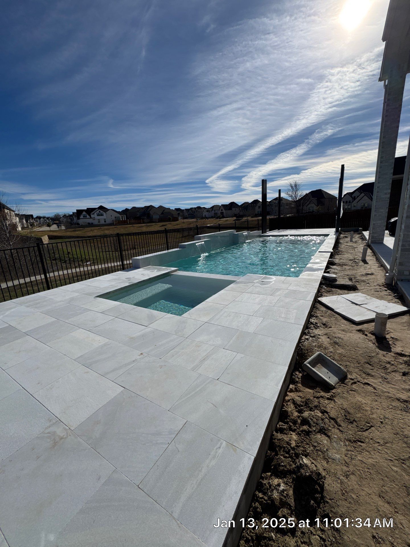 Large Pool and Spa with Rain Descent by Pinnacle Pools and Spas - DFW