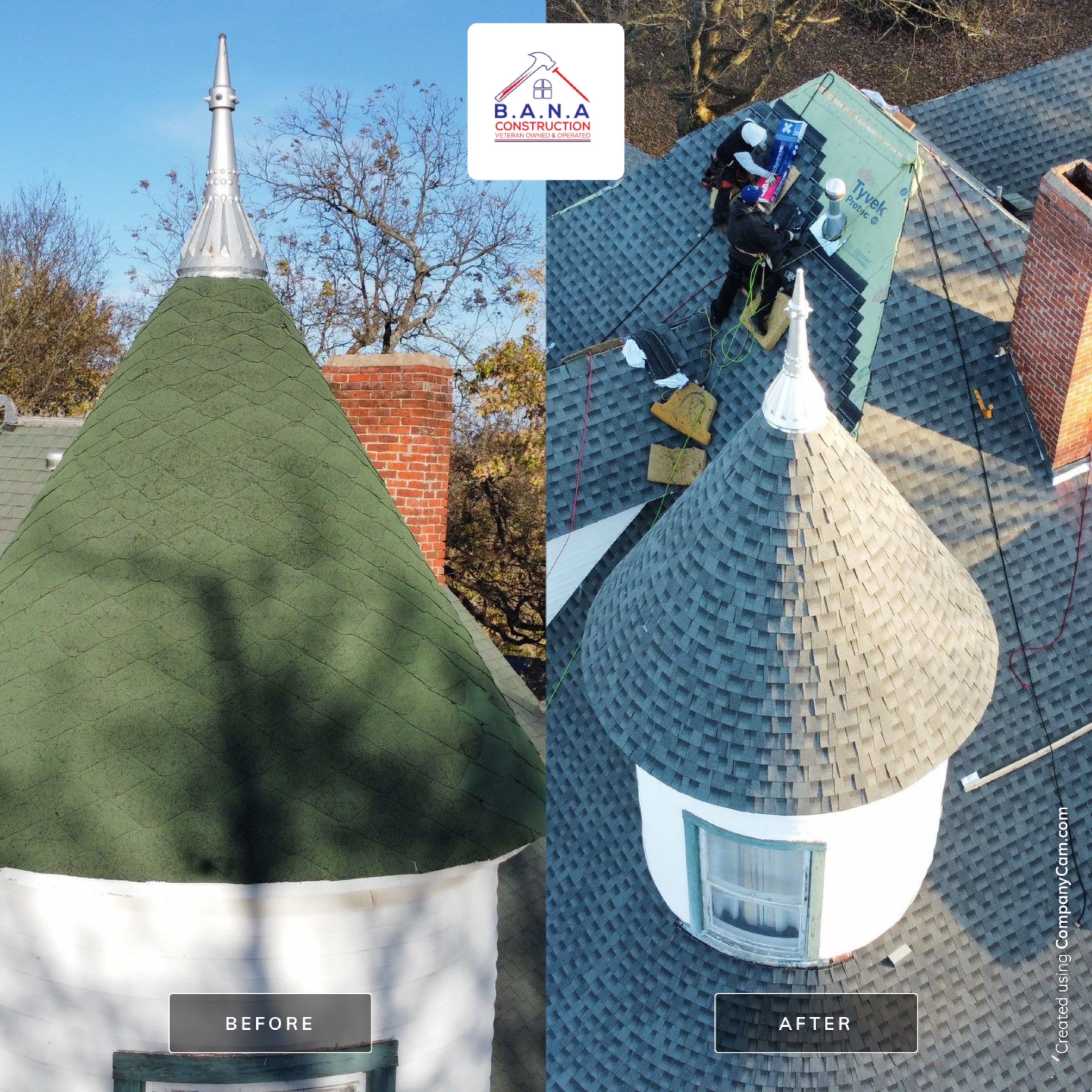 Steep Roof on a Beatiful Old Home by BANA Roofing and Solar Supply