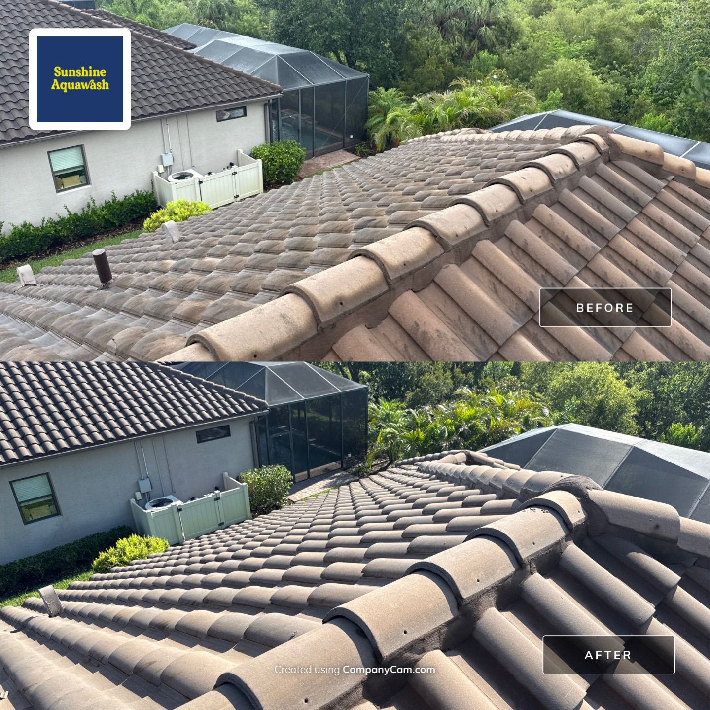 Concrete Tile Roof, Paver Driveway & Lanai Cleaning – Artisan Lakes Esplanade, Palmetto, FL by Sunshine AquaWash